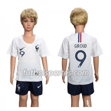 Camisetas Francia Giroud 9 Niño Segunda Equipacion Mundial 2018